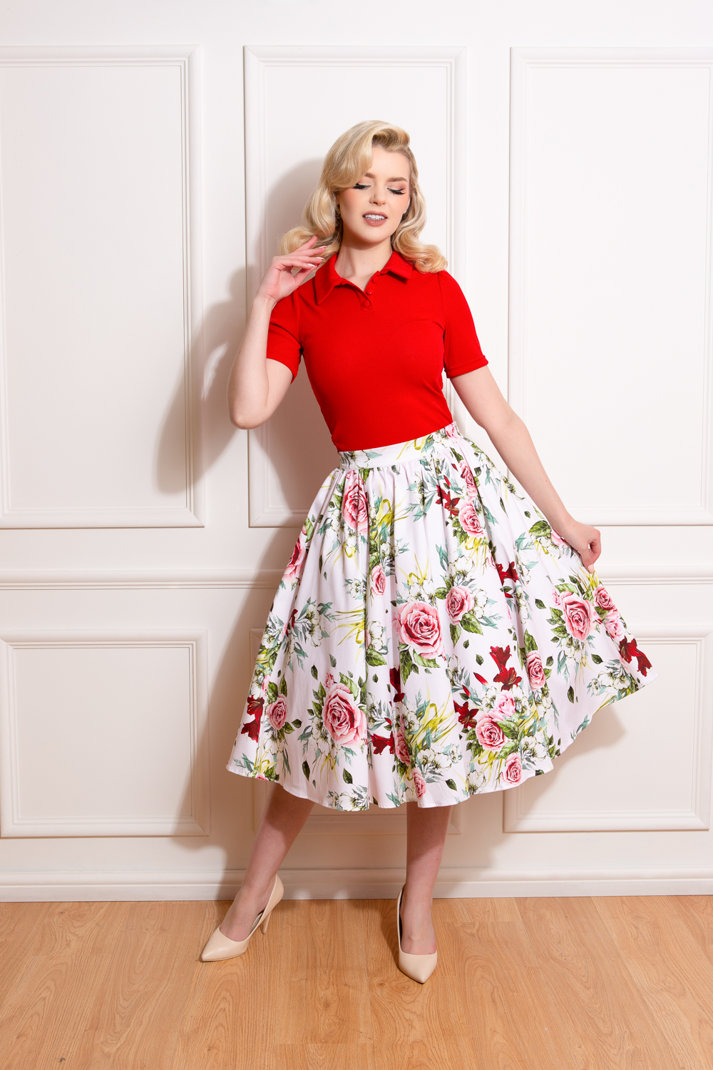 Mary Tropical Floral Swing Skirt